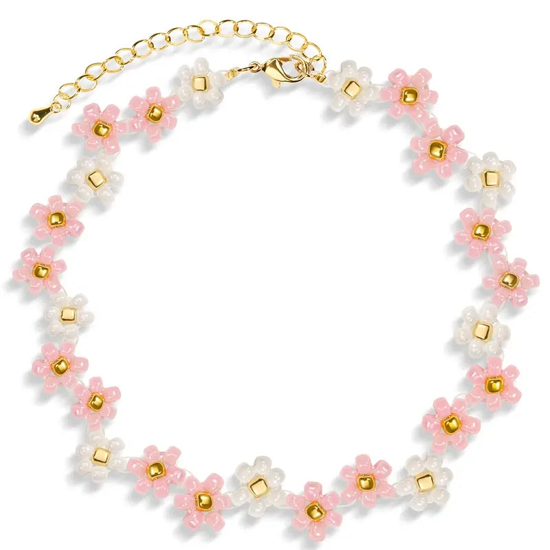 18k Pink & Blue Accented Floral Bracelet