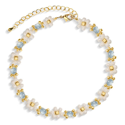 18k Pink & Blue Accented Floral Bracelet