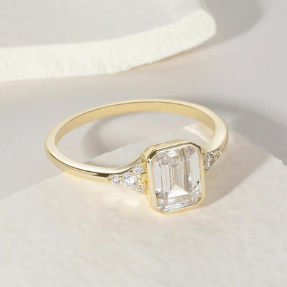 Emerald Cut Center Stone Ring