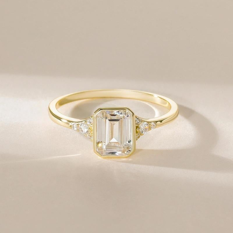 Emerald Cut Center Stone Ring