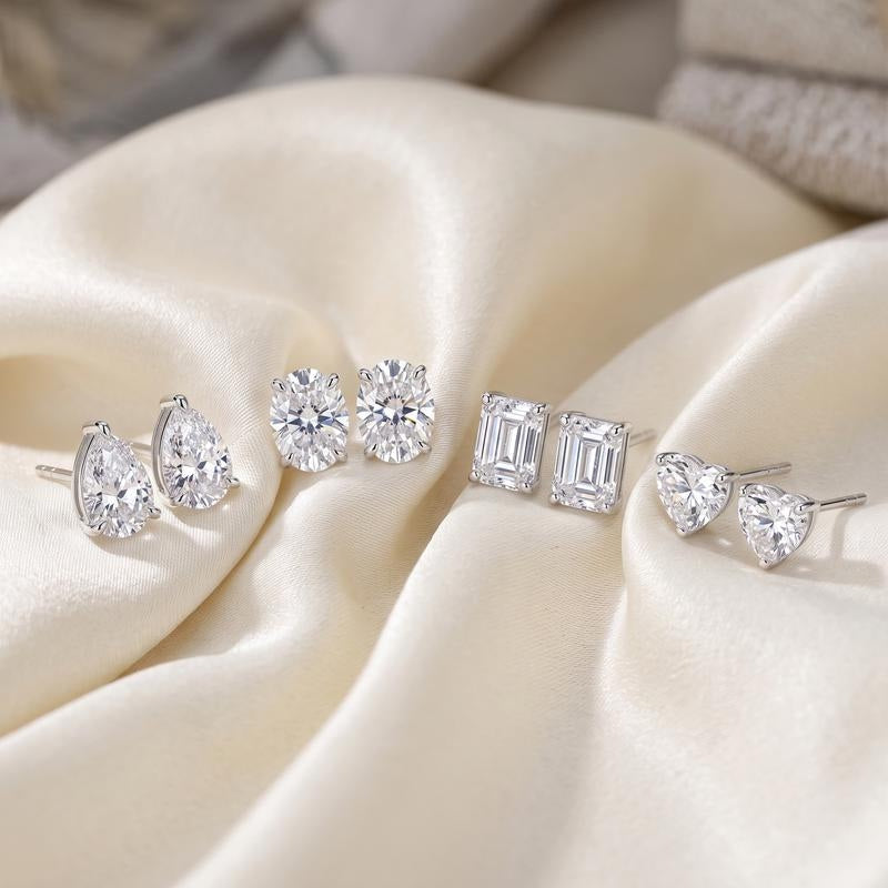 Elegant Shaped Diamond Stud Earrings