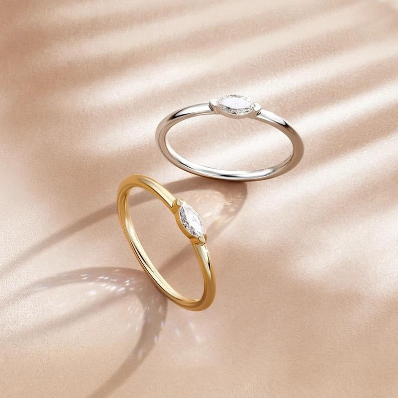 Minimal Oval Stone Set Ring
