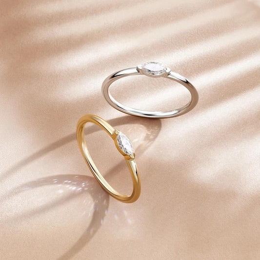 Minimal Oval Stone Set Ring