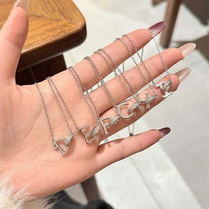 Dainty Forever Connected Initial Halo Necklace