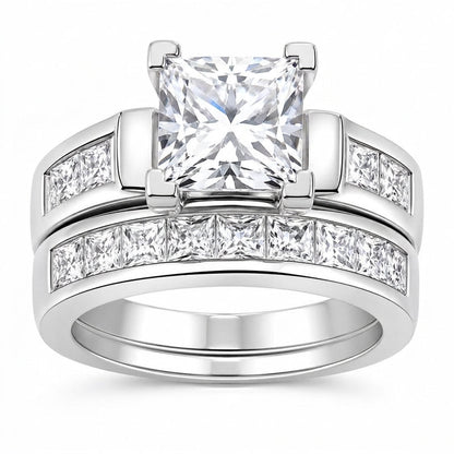 2pc Square Cut Diamond Ring Stack