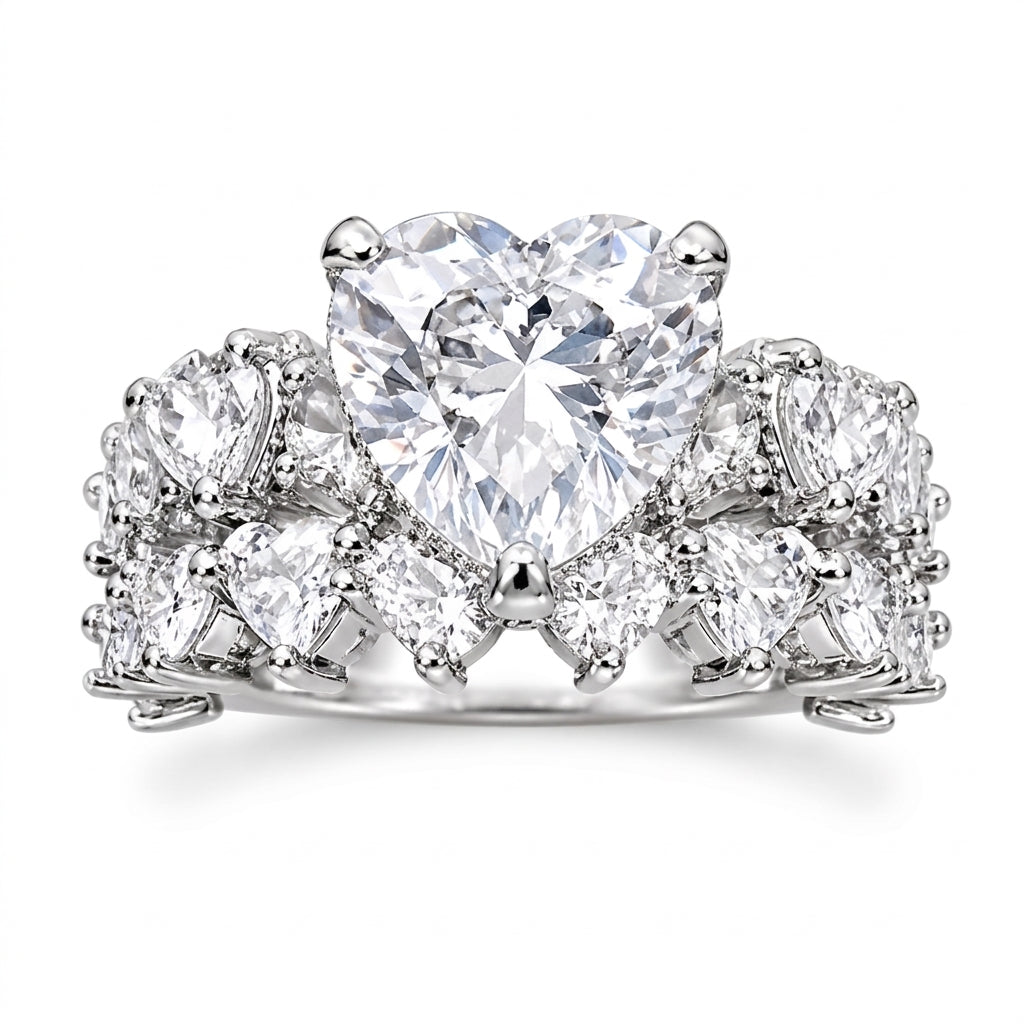 2pc Statement Heart Ring Stack