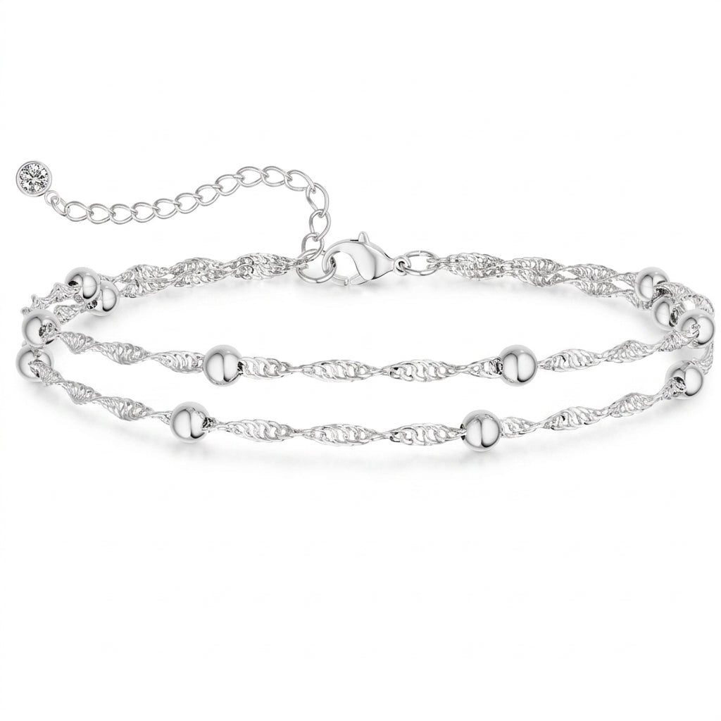 Layered Singapore Satellite Chain Anklet