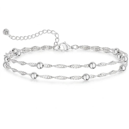 Layered Singapore Satellite Chain Anklet